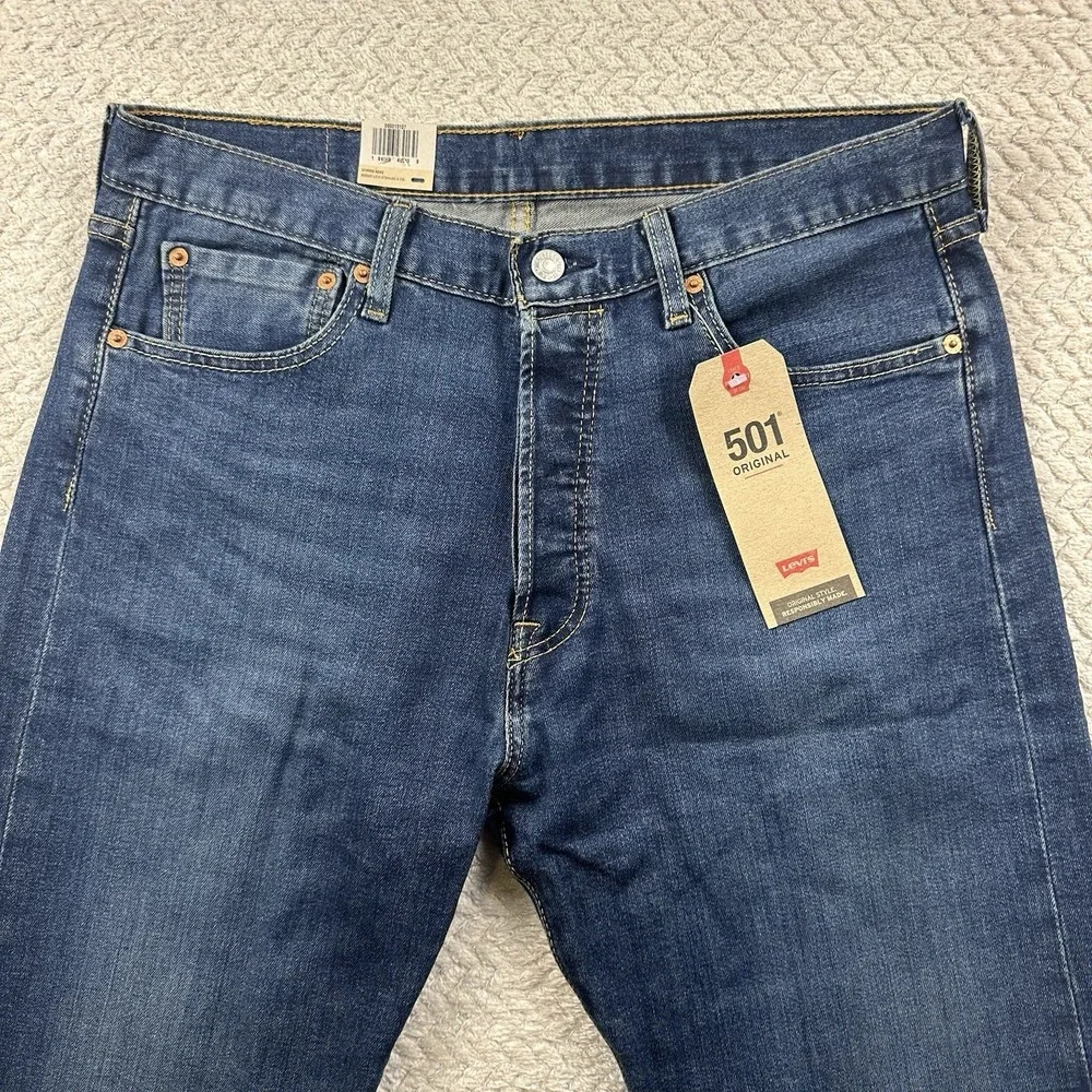 NWT Levis 501 XX Mens 34x36 Button Fly Original Stretch Tall Denim Medium‎ wash